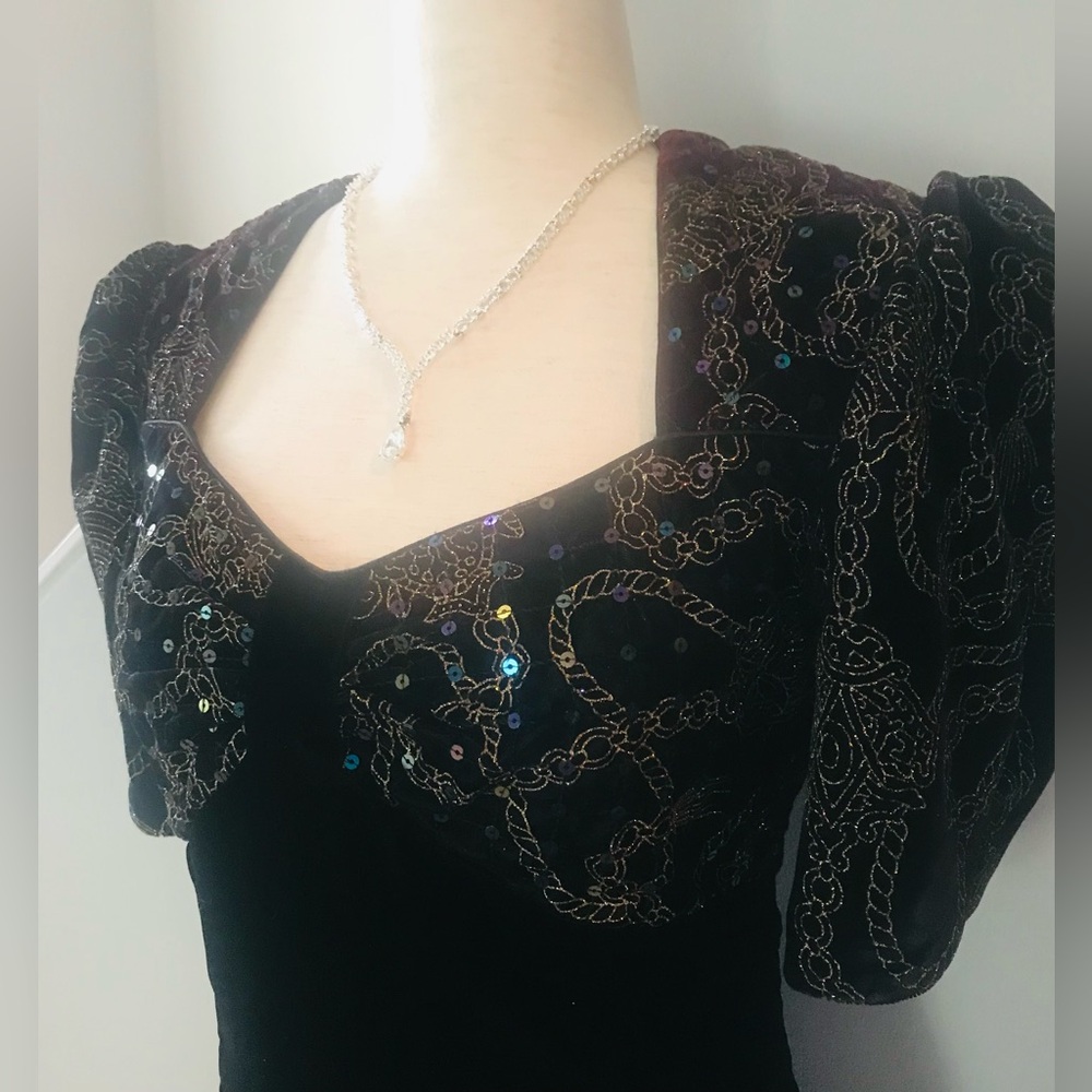 SCOTT McCLINTOCK 80’s BOHO Gunne Sax Black Cranberry Sequined
